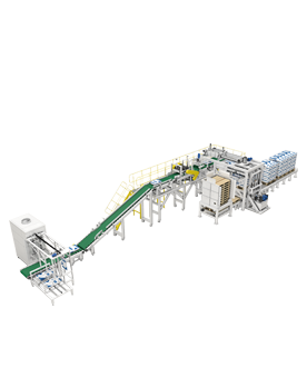 磨粉机生产线配置全自动包装码跺生产线
