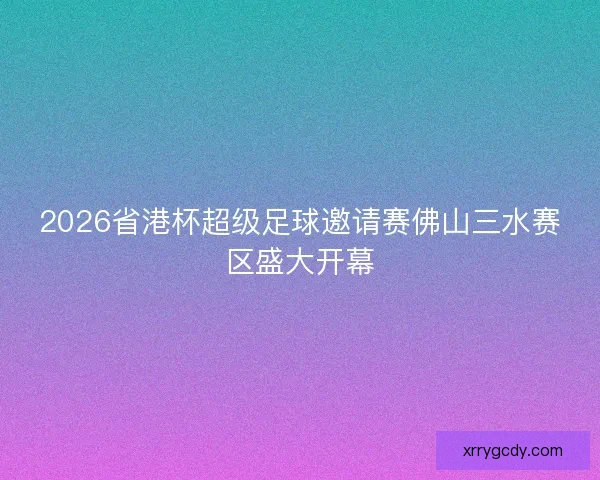2026省港杯超级足球邀请赛佛山三水赛区盛大开幕