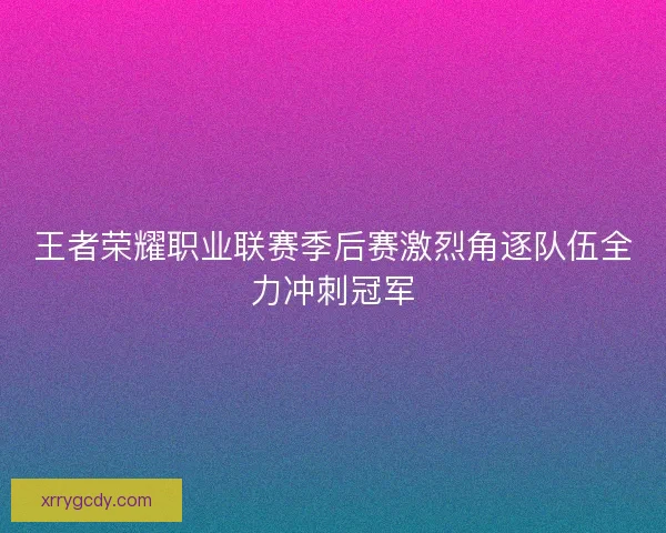 王者荣耀职业联赛季后赛激烈角逐队伍全力冲刺冠军